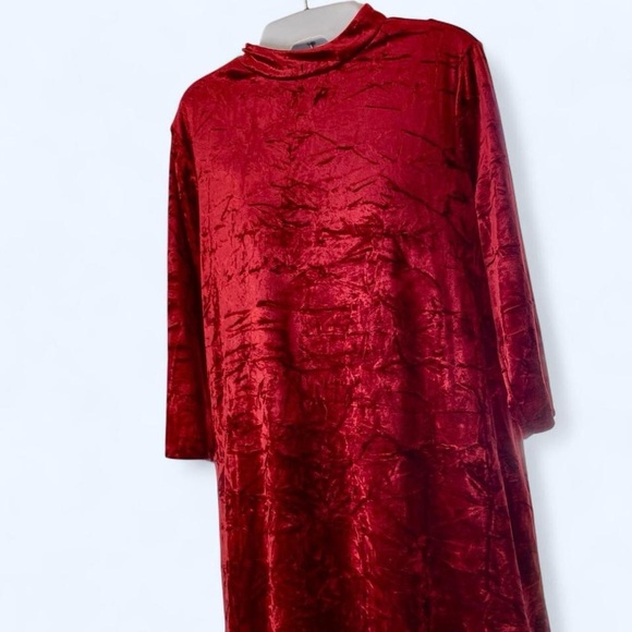 Vera Wang Rich Red Velvet Short Sleeve Dress M - Picture 1 of 4